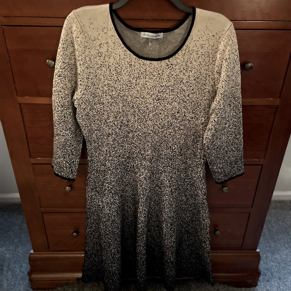 Danny and Nicole Cream and Black Sweater Dress